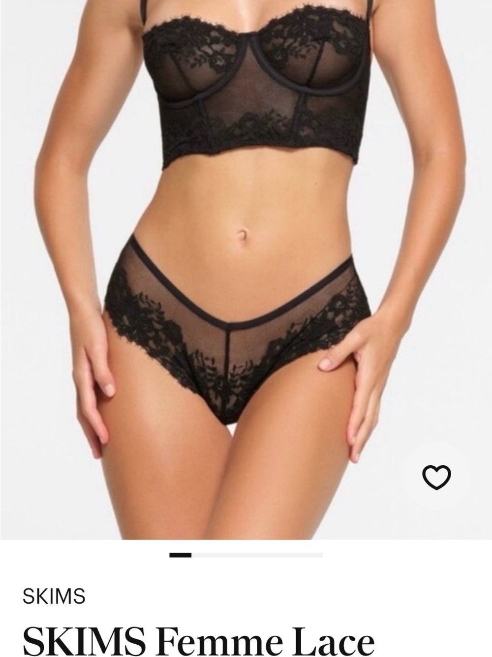 SKIMS Black Femme Lace Sheer Bustier & Brief Set